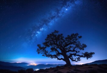 stunning celestial night sky adorned shining featuring twinkling lights deep blue hues, stars, astronomy, landscape, beauty, cosmos, dark, atmosphere, serene