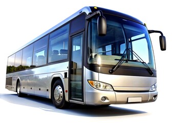 White big 3d tour bus front right angle view