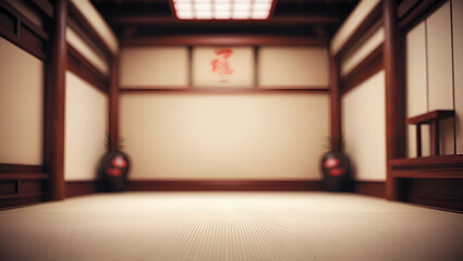 A vintage Japanese room Martial Arts training room, Generative AI