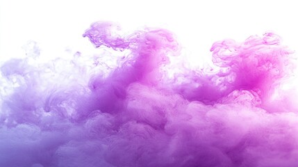 Fototapeta premium A pink and purple cloud of smoke on a white background with a light reflection in the middle of the image 