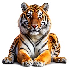 Fototapeta premium Side view, profile of a tiger standing, isolated on white 