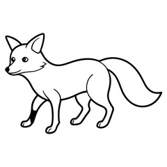 Stealthy Fox on Alert Line Art Vector Illustration