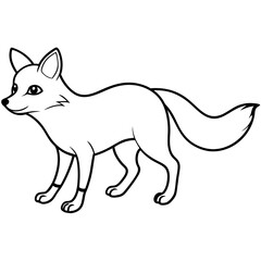 Stealthy Fox on Alert Line Art Vector Illustration