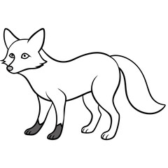 Stealthy Fox on Alert Line Art Vector Illustration