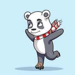 Adorable Fall Panda Character | Chibi Kawaii Skating Panda | Cute Autumn Icon & Sticker Design