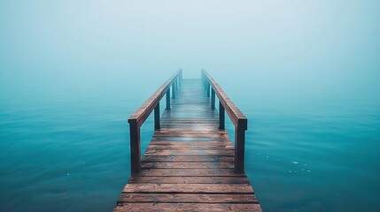 Fototapeta premium A dock in the middle of a body of water surrounded by water is a body of water with a centralized dock