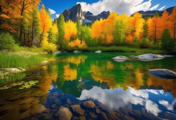 vibrant landscapes featuring untouched wildlife stunning natural beauty diverse ecosystems, nature, flora, fauna, forest, mountain, river, meadow