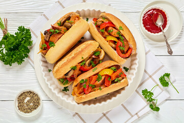 zesty sausage, pepper, mushroom and onion hoagies