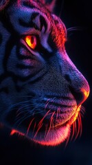 Obraz premium picture of a majestic tiger face bathed in neon lights 