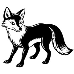 Cautious Black Fox Vector Art