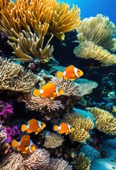 vibrant coral reefs abundant diverse aquatic life colorful marine species clear turquoise waters, underwater, biodiversity, ocean, fish, colors, habitat