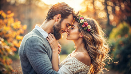 Man and Woman Embracing with Affection