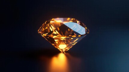 A glowing 3D diamond with light reflecting from its facets, 3D glow, diamond, luxury