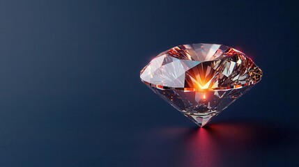 Fototapeta premium A glowing 3D diamond with light reflecting from its facets, 3D glow, diamond, luxury