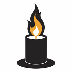 Silhouette of the candle with fire flame vector illustration