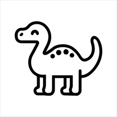 dinosaur icon or modern line symbol. Vector line art and icon design with bold outline. Black and white Pixel Perfect minimalistic symbol isolated white background. Silhouette simple thin sign