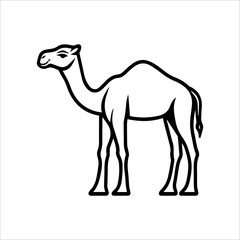 camel icon or modern line symbol. Vector line art and icon design with bold outline. Black and white Pixel Perfect minimalistic symbol isolated white background. Silhouette simple thin sign