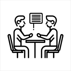 negotiation icon or modern line symbol. Vector line art and icon design with bold outline. Black and white Pixel Perfect minimalistic symbol isolated white background. Silhouette simple thin sign