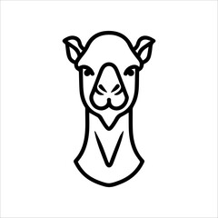 camel icon or modern line symbol. Vector line art and icon design with bold outline. Black and white Pixel Perfect minimalistic symbol isolated white background. Silhouette simple thin sign