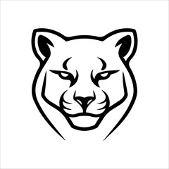 puma icon or modern line symbol. Vector line art and icon design with bold outline. Black and white Pixel Perfect minimalistic symbol isolated white background. Silhouette simple thin sign
