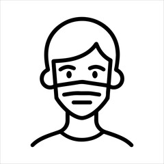 Sick Person icon or modern line symbol. Vector line art and icon design with bold outline. Black and white Pixel Perfect minimalistic symbol isolated white background. Silhouette simple thin sign