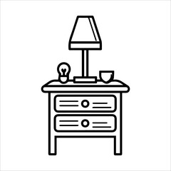 Bedside Table icon or modern line symbol. Vector line art and icon design with bold outline. Black and white Pixel Perfect minimalistic symbol isolated white background. Silhouette simple thin sign