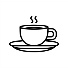 Coffee icon or modern line symbol. Vector line art and icon design with bold outline. Black and white Pixel Perfect minimalistic symbol isolated white background. Silhouette simple thin sign