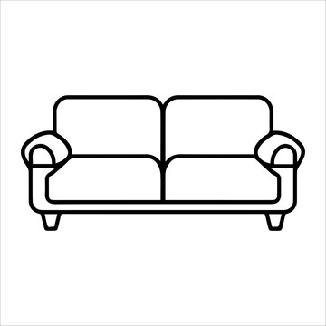 recommend clip art: Couch icon or modern line symbol. Vector line art and icon design with bold outline. Black and white Pixel Perfect minimalistic symbol isolated white background. Silhouette simple thin sign