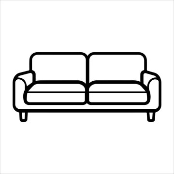 recommend clip art: Couch icon or modern line symbol. Vector line art and icon design with bold outline. Black and white Pixel Perfect minimalistic symbol isolated white background. Silhouette simple thin sign