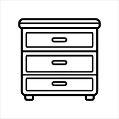 Drawer icon or modern line symbol. Vector line art and icon design with bold outline. Black and white Pixel Perfect minimalistic symbol isolated white background. Silhouette simple thin sign