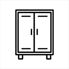 Cupboard icon or modern line symbol. Vector line art and icon design with bold outline. Black and white Pixel Perfect minimalistic symbol isolated white background. Silhouette simple thin sign