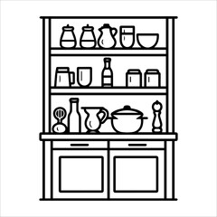 Cupboard icon or modern line symbol. Vector line art and icon design with bold outline. Black and white Pixel Perfect minimalistic symbol isolated white background. Silhouette simple thin sign