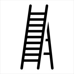 Ladder icon or modern line symbol. Vector line art and icon design with bold outline. Black and white Pixel Perfect minimalistic symbol isolated white background. Silhouette simple thin sign