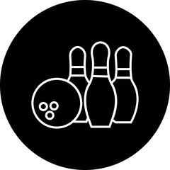 Bowling strike icon. bowling ball and pin black flat and line vector isolated on transparent background. Symbol use for bowling club, games, sports Competition, element app and web.