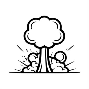 recommend clip art: Nuclear Bomb icon or modern line symbol. Vector line art and icon design with bold outline. Black and white Pixel Perfect minimalistic symbol isolated white background. Silhouette simple thin sign