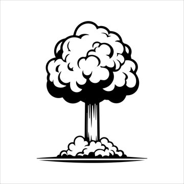 recommend clip art: Nuclear Bomb icon or modern line symbol. Vector line art and icon design with bold outline. Black and white Pixel Perfect minimalistic symbol isolated white background. Silhouette simple thin sign