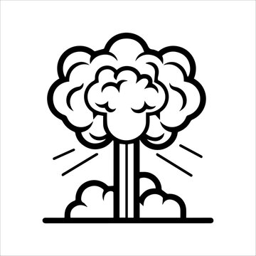 recommend clip art: Nuclear Bomb icon or modern line symbol. Vector line art and icon design with bold outline. Black and white Pixel Perfect minimalistic symbol isolated white background. Silhouette simple thin sign