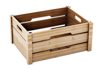 Wooden crate isolated on transparent background. 3D illustration
