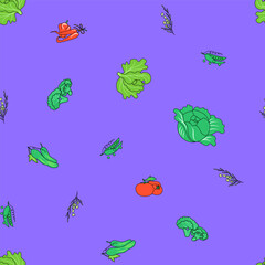  Pattern with green vegetables. Vector illustration