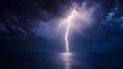 Obraz premium Rayo iluminando el cielo oscuro durante una tormenta