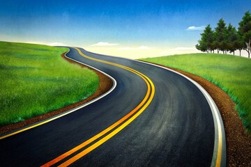 Top view on road map. Curve highway roadway. Vector infographic