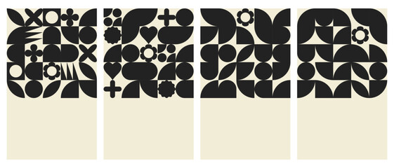 Vector set of vertical geometric poster. Backgrounds with geometric shapes and forms. Vector illustration