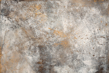 Brown, gold, bronze, beige art Abstract grunge ink painting texture grain dot blot. Monotype dirty stain background.