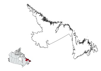 Province of Newfoundland and Labrador map, Canada