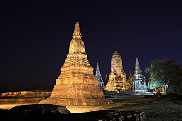 Fototapeta premium Wat Chaiwatthanaram Beautiful and grand historical site in Phra Nakhon Si Ayutthaya Province, Thailand 