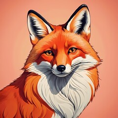 Obraz premium Retro Fox Charm: Mid-Century Modern Whimsy