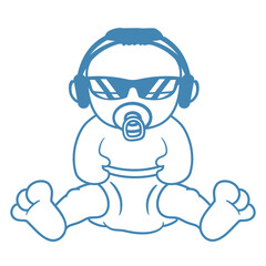 Babies Sitting Chill Baby Pacifier Toddler Child Music DJ Headphone Sunglasses Party Night Dancing Clubber Raver Comic Humor Cartoon Cool Disco Club Festival Band Concert Techno Raving Discothek Love