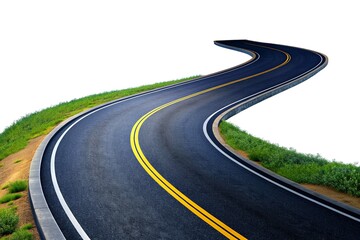 Top view on road map. Curve highway roadway. Vector infographic