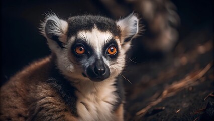 Obraz premium Close up portrait of a lemur animal