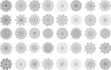 Set of decorative ornamental Mandala in ethnic oriental style. Circular of mandala for Mehndi, tattoo, stickers. Decorative ornamental Mandala in ethnic oriental style. Coloring book page for adults
